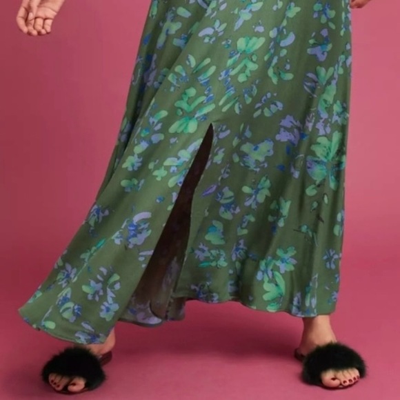 Anthropologie Plenty By Tracy Reese Green Floral Tie-Front Maxi Dress - Picture 6 of 6